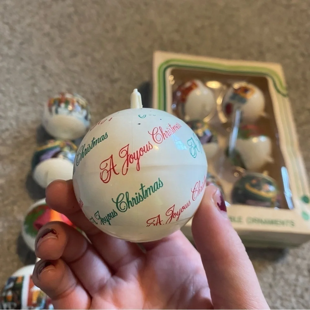 Vintage Charles Dickens Christmas Carol Scrooge Unbreakable Ball Ornament Lot